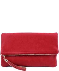 Envelope Foldover Wristlet Clutch Crossbody Bag with Chain Strap LP048 RED